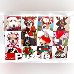 Dogs in Christmas Outfits 1000 Piece Puzzle Seesaw 19” x 28” Like New Ages 12+